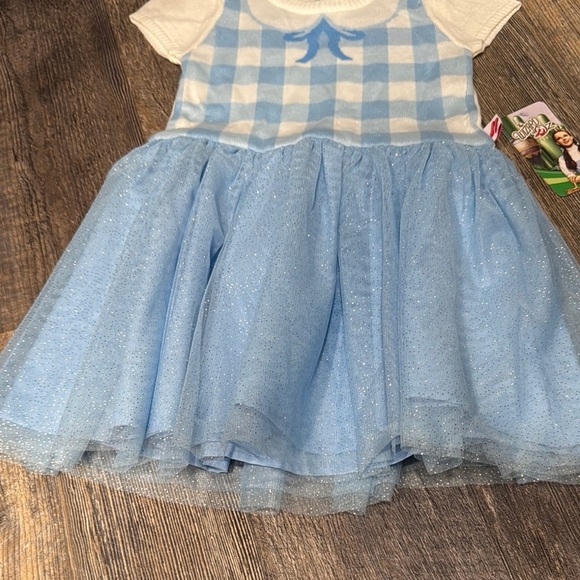 Blue and White Checkered Dress with Tulle Skirt - Picture 2 of 7